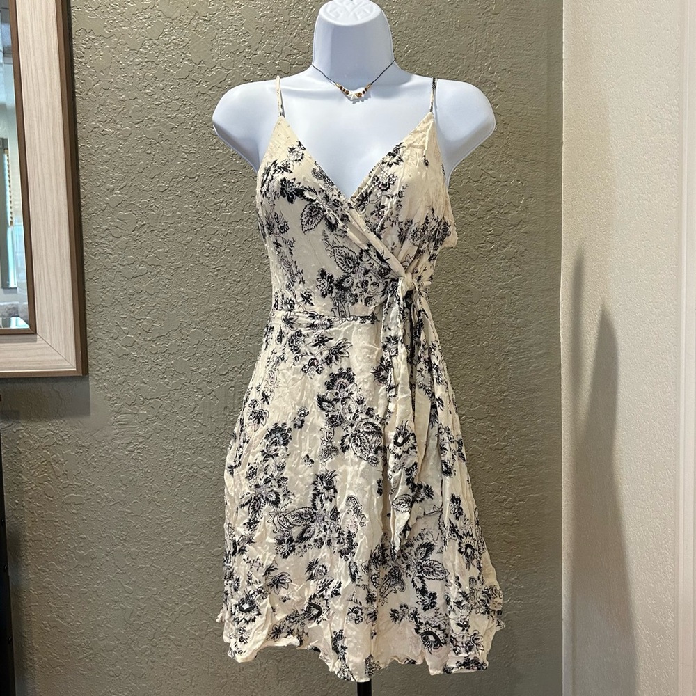 Express Cream and Black Floral Mini Dress